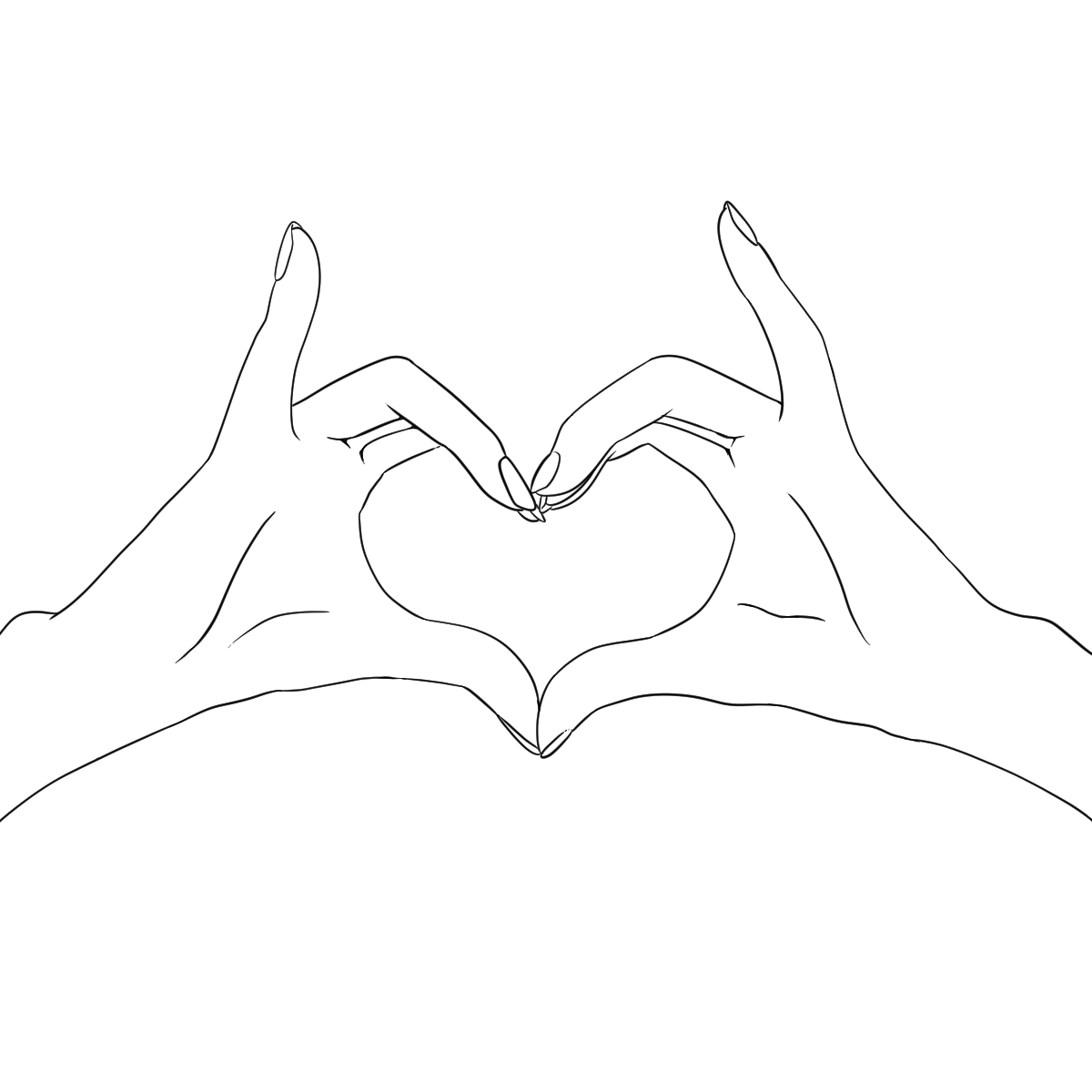 【両手】ハート [08]　線画